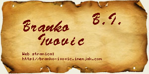 Branko Ivović vizit kartica